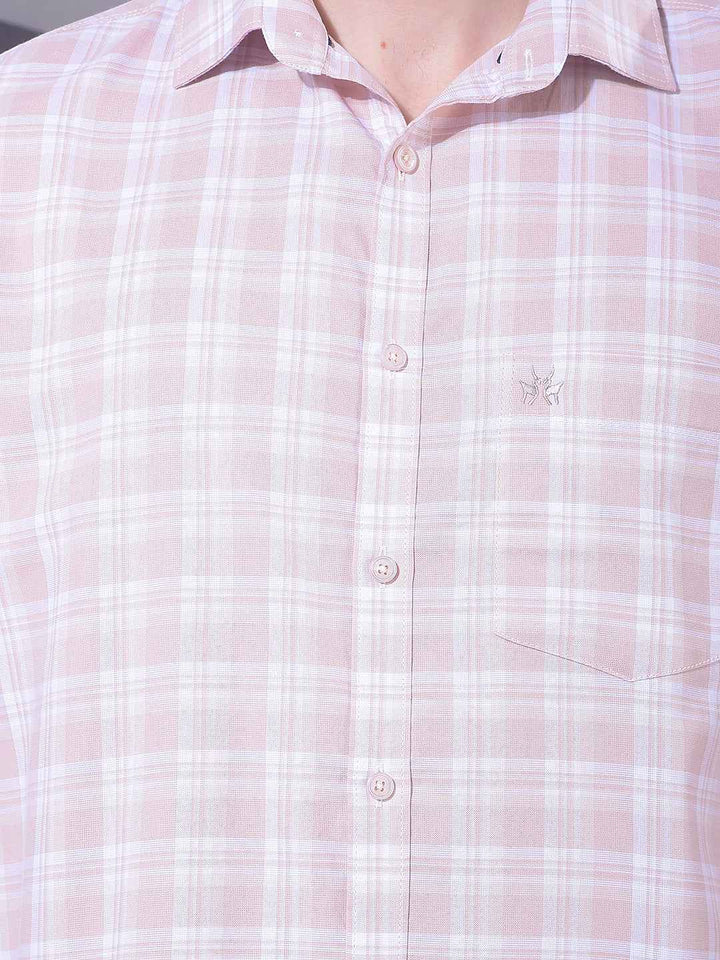 Peach Checked 100% Cotton Shirt