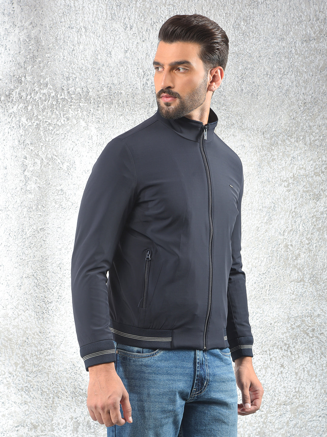 Minimalist Design Navy Blue Puffer Jacket