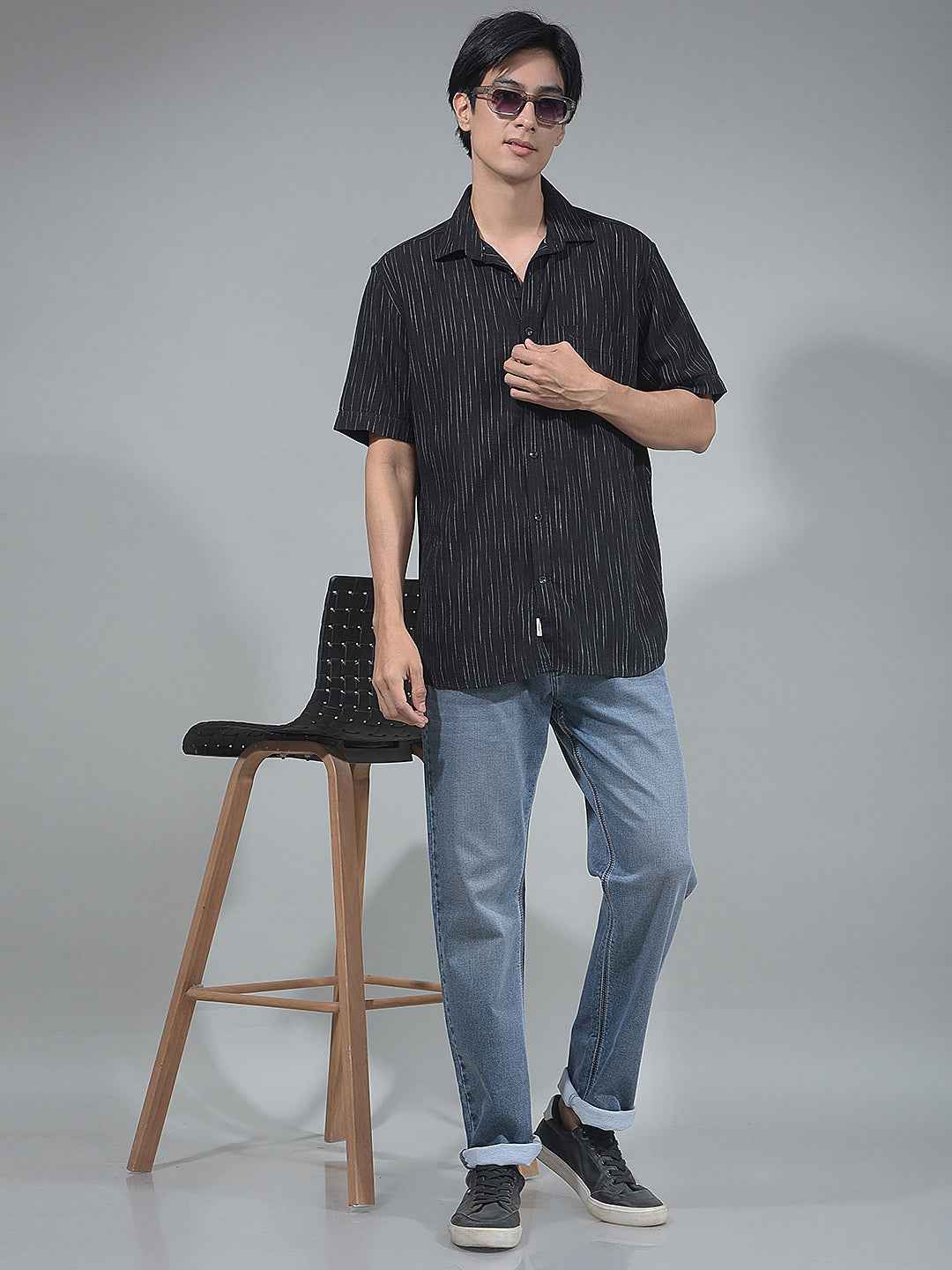 Black Vertical Striped Shirt