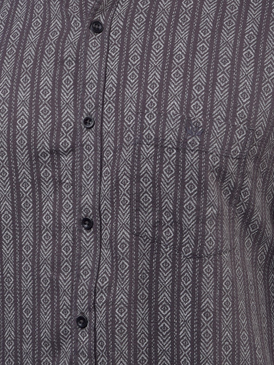 Grey Vertical Stripes Shirt