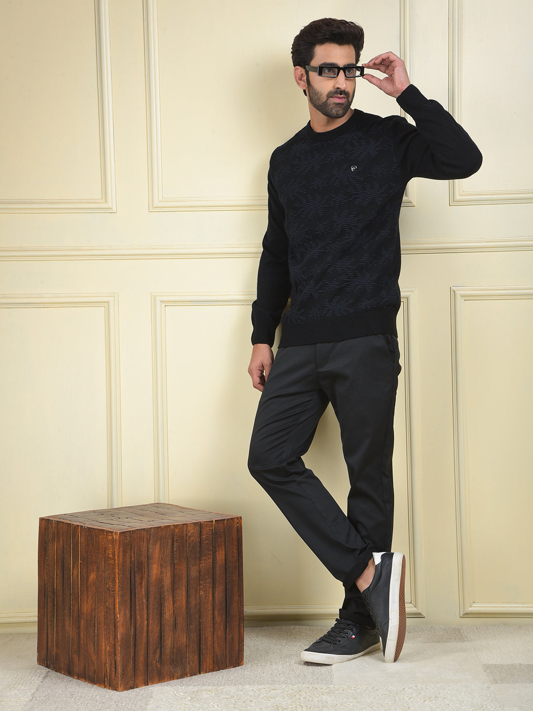 Ultra Soft Black Jacquard Sweater