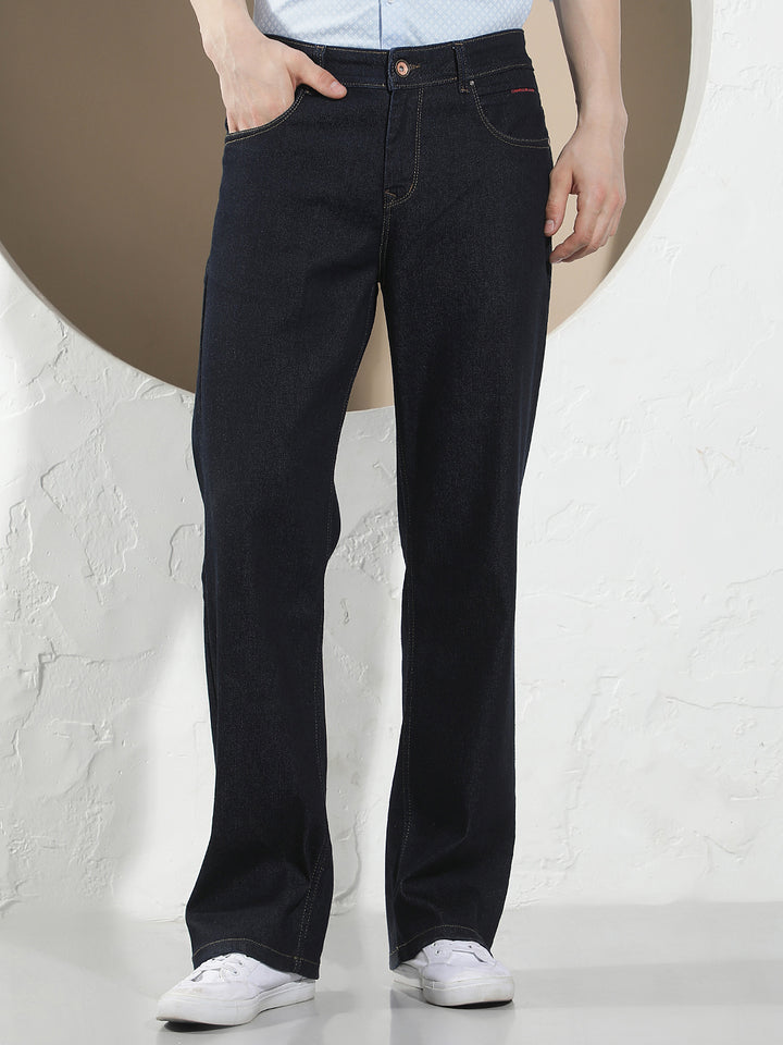 Navy Blue 100% Cotton Baggy Jeans