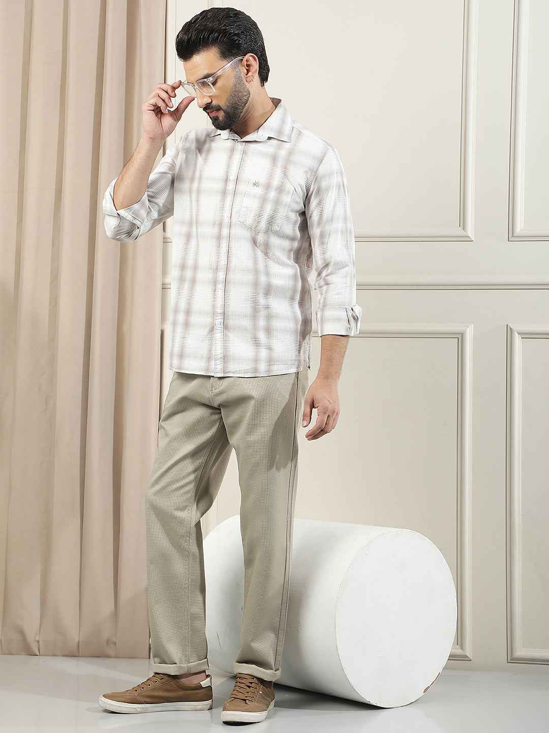 Beige Classic Style Trousers