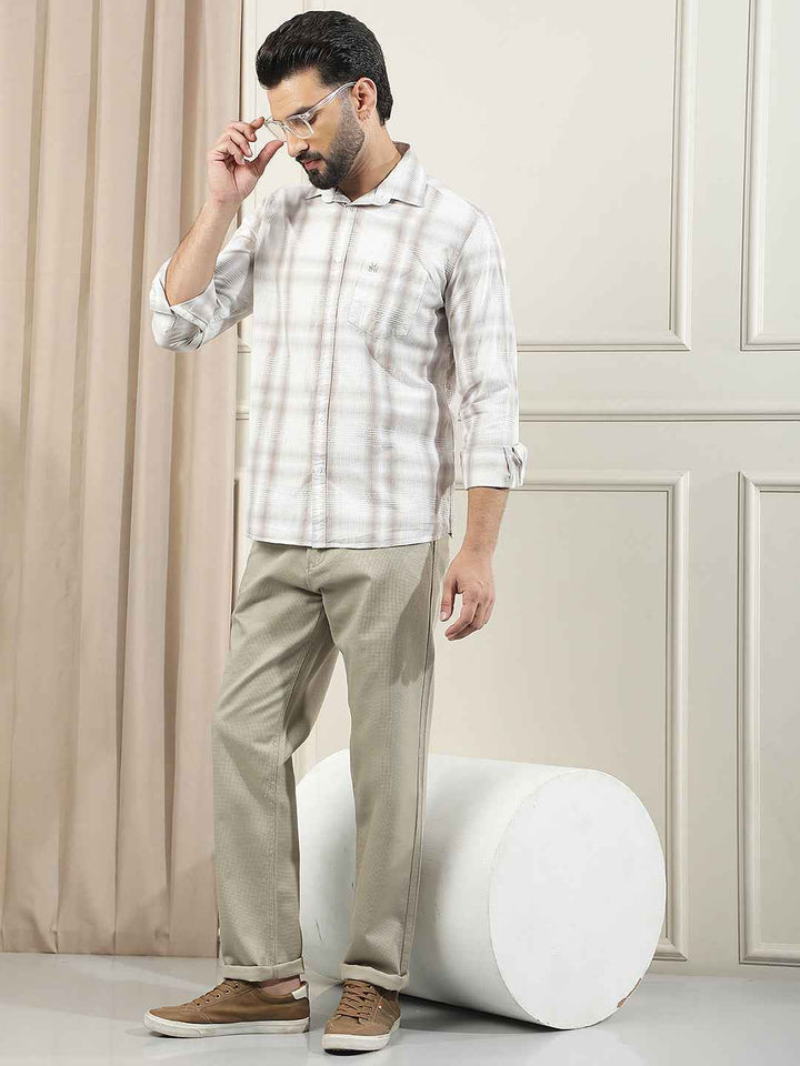 Beige Classic Style Trousers