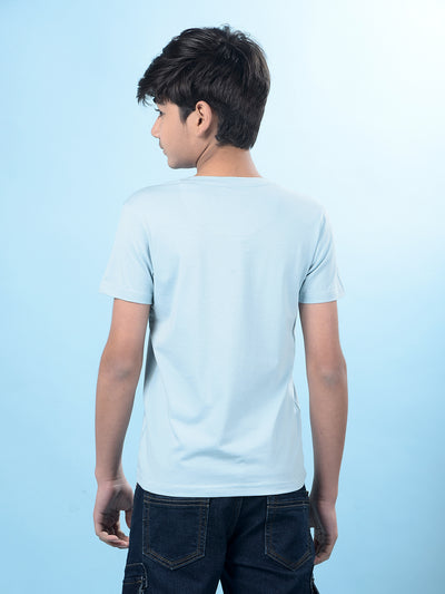 Blue Typographic Print T-Shirt
