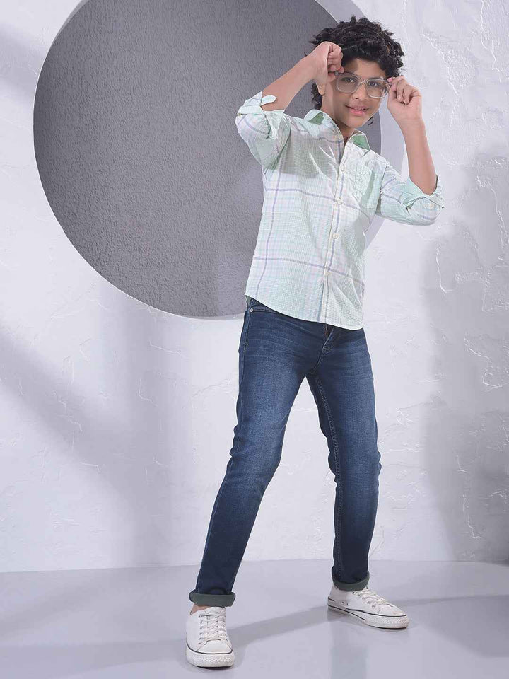 Green Checked 100% Cotton Shirt