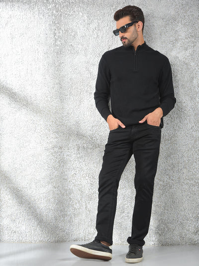 Black Jacquard 100% Cotton Sweater