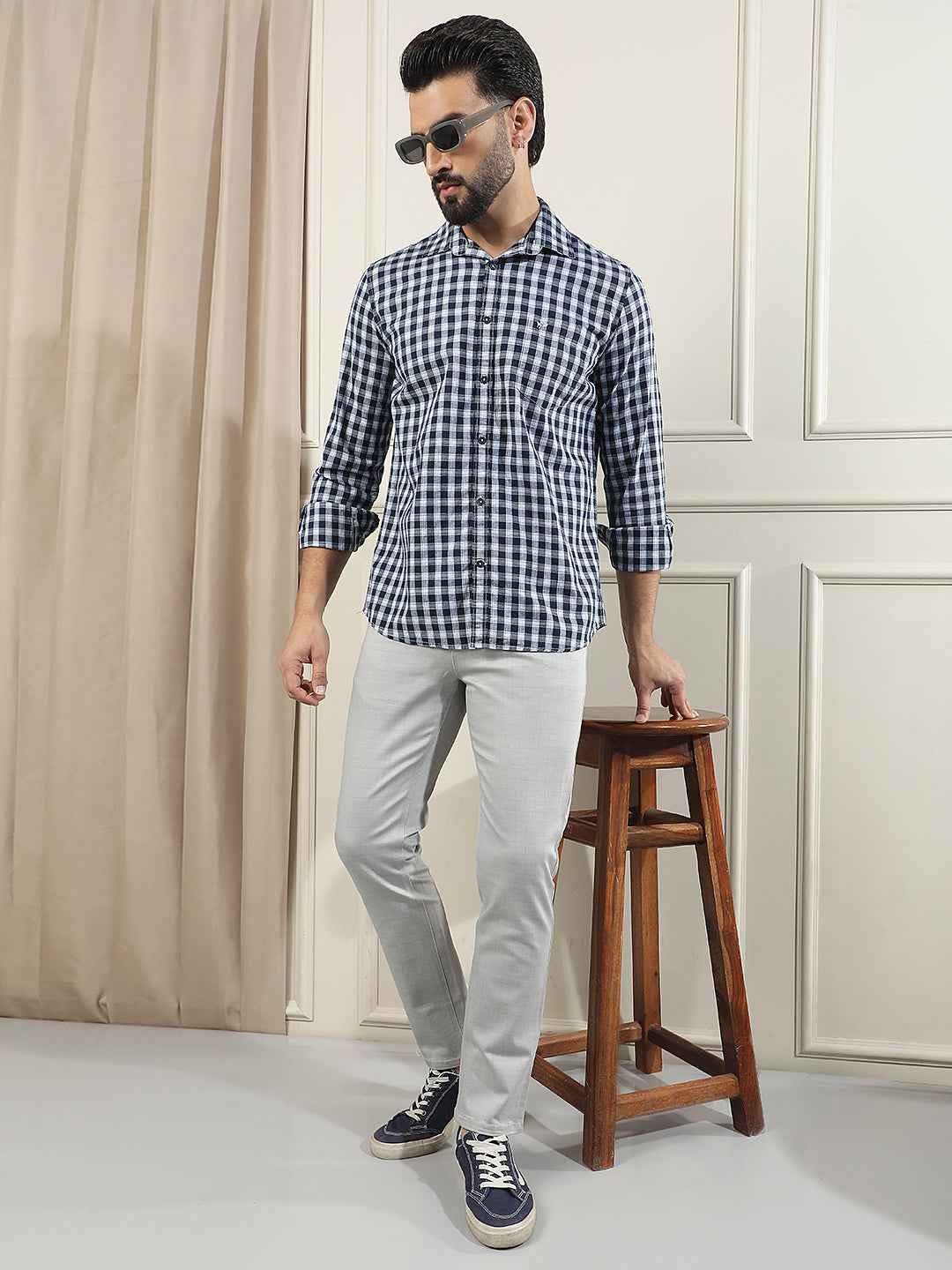 Grey Checked Trousers