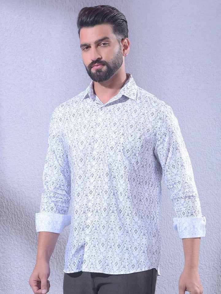 White Printed Modal Shirt