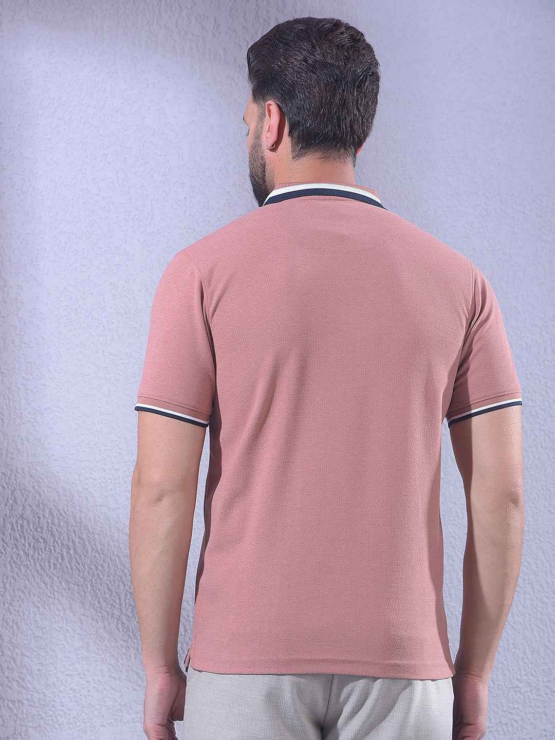 Pink Polo Neck T-Shirt