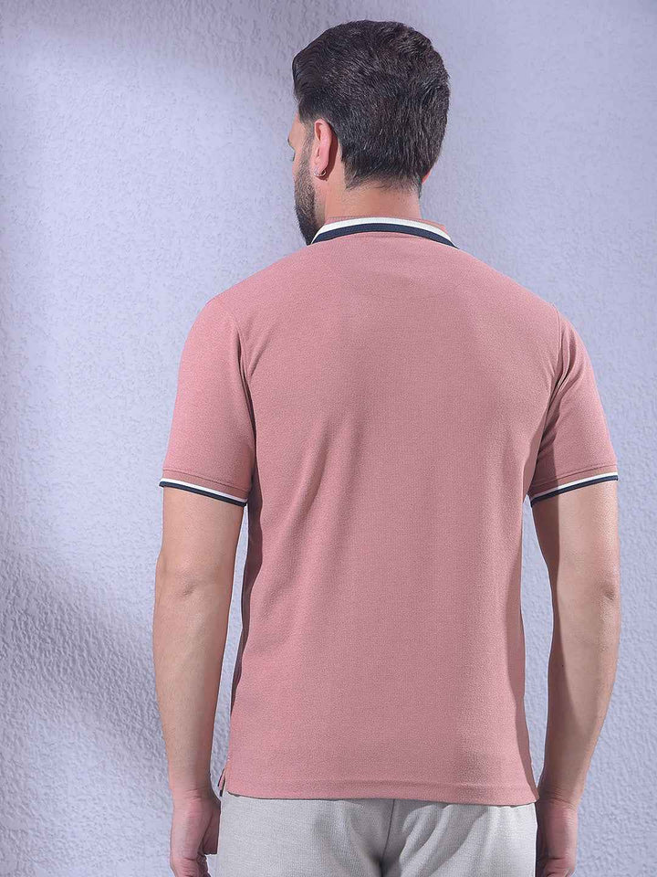 Pink Polo Neck T-Shirt