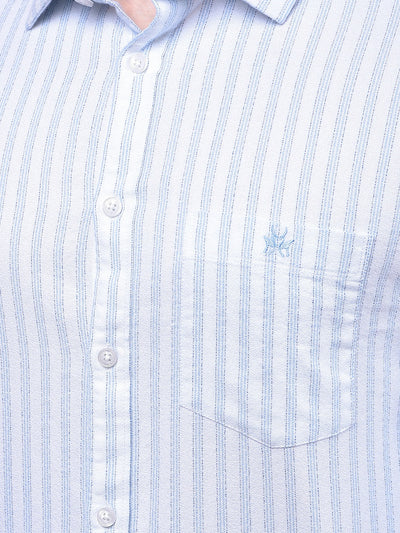 Blue Vertical Stripes 100% Cotton Shirt