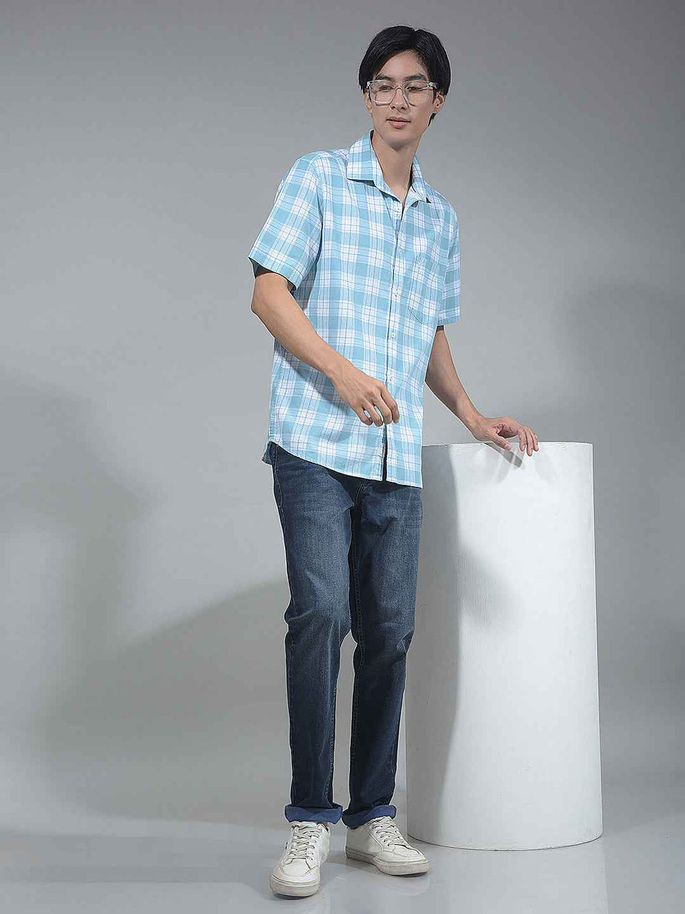 Blue Checked 100% Cotton Shirt