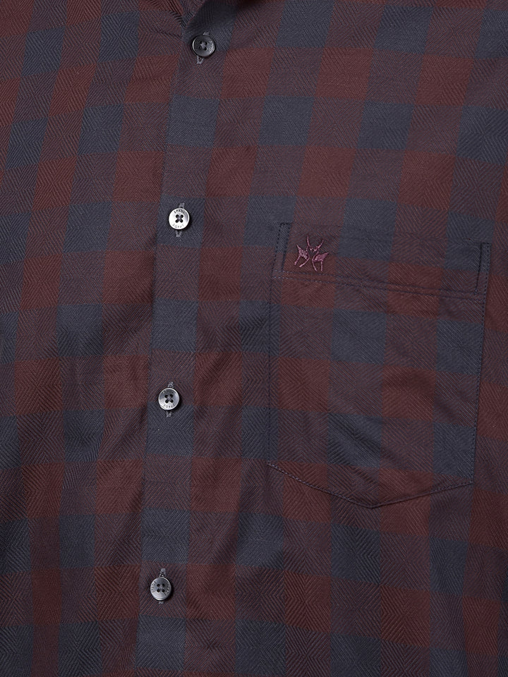 Brown Checked 100% Cotton Shirt