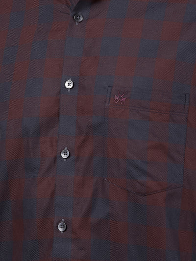 Brown Checked 100% Cotton Shirt