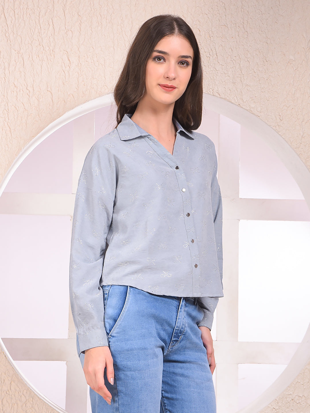 Grey Embellished Shirt
