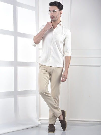 Beige Jacquard 100% Cotton Shirt
