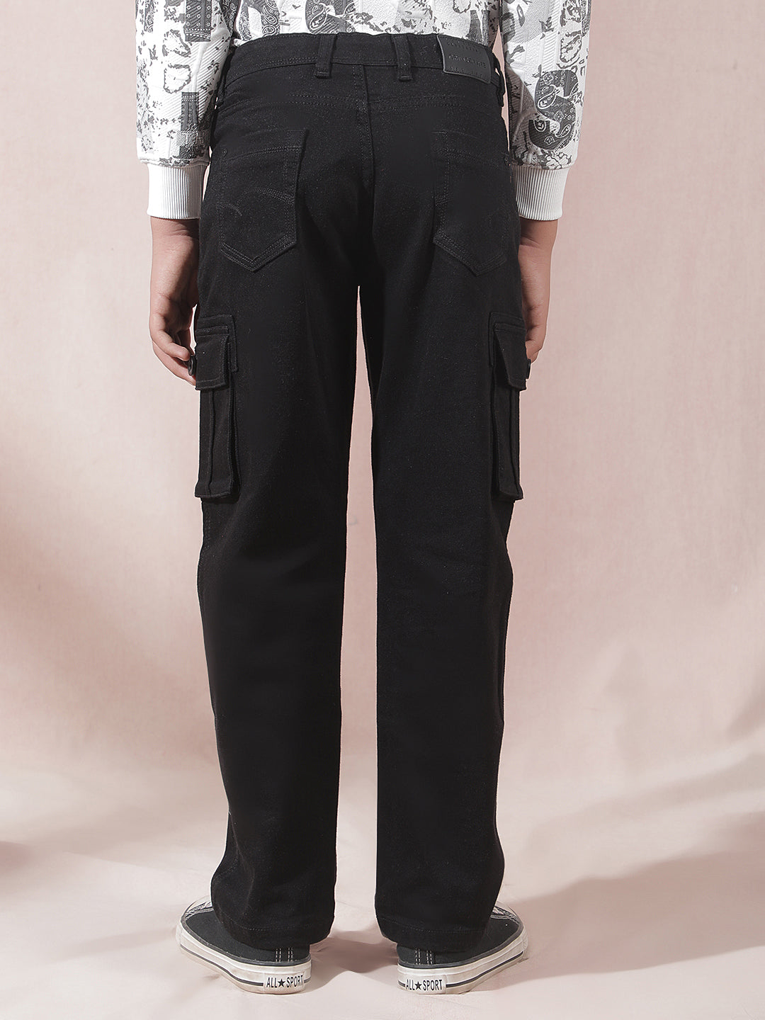 Black Straight Cargo Jeans
