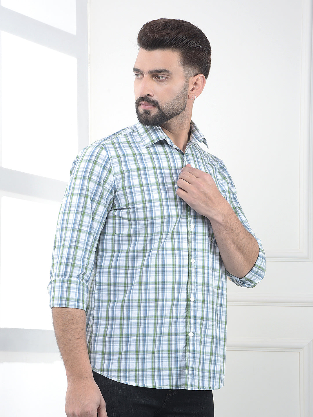 Eucalyptus Green Checked 100% Cotton Shirt
