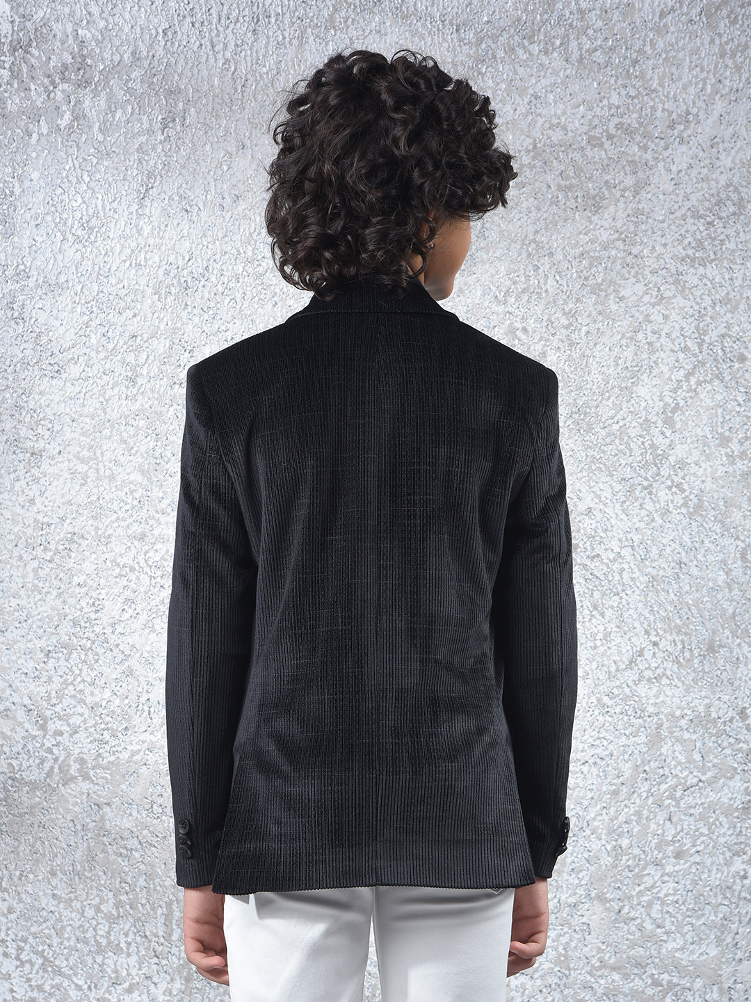 Black Jacquard Single-Breasted Blazer