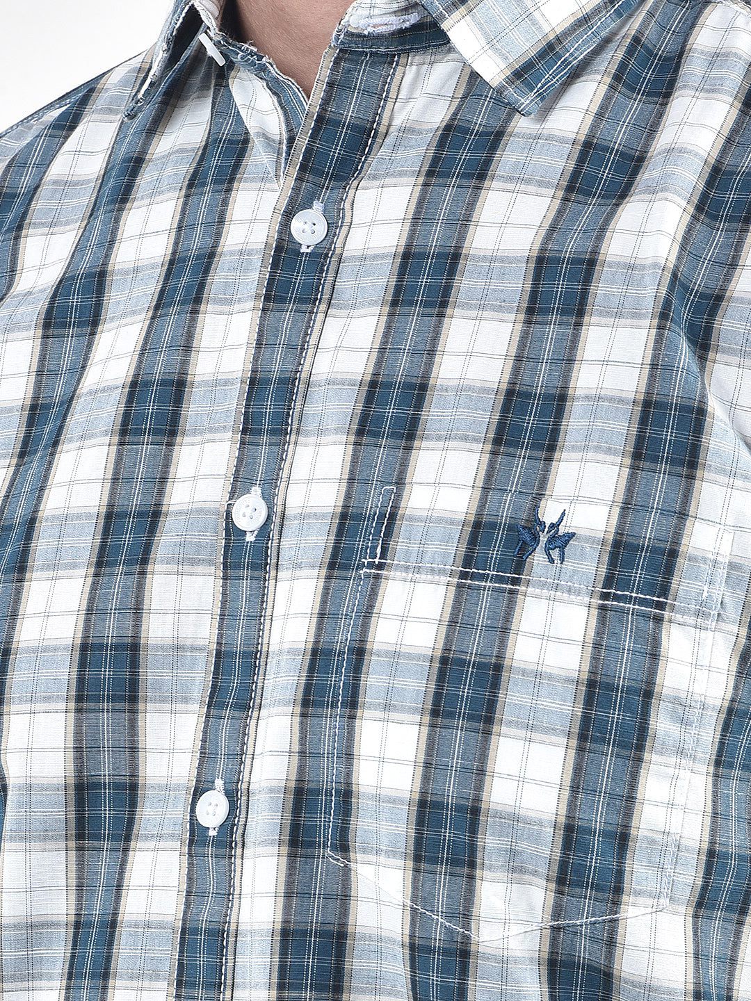 Blue Checked 100% Cotton Shirt