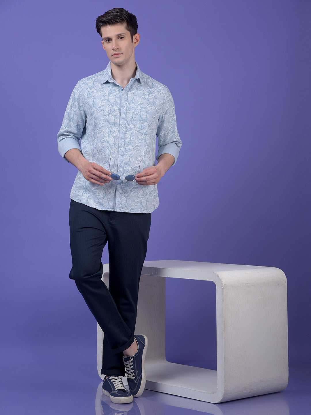 Blue Floral Print Shirt