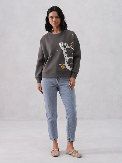 Butterfly Print Graphic Sweatshirt