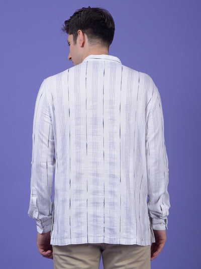 White Vertical Stripes 100% Cotton Kurta