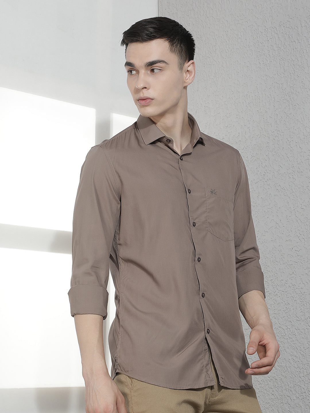 Sleek Earthy Brown Modal Shirt