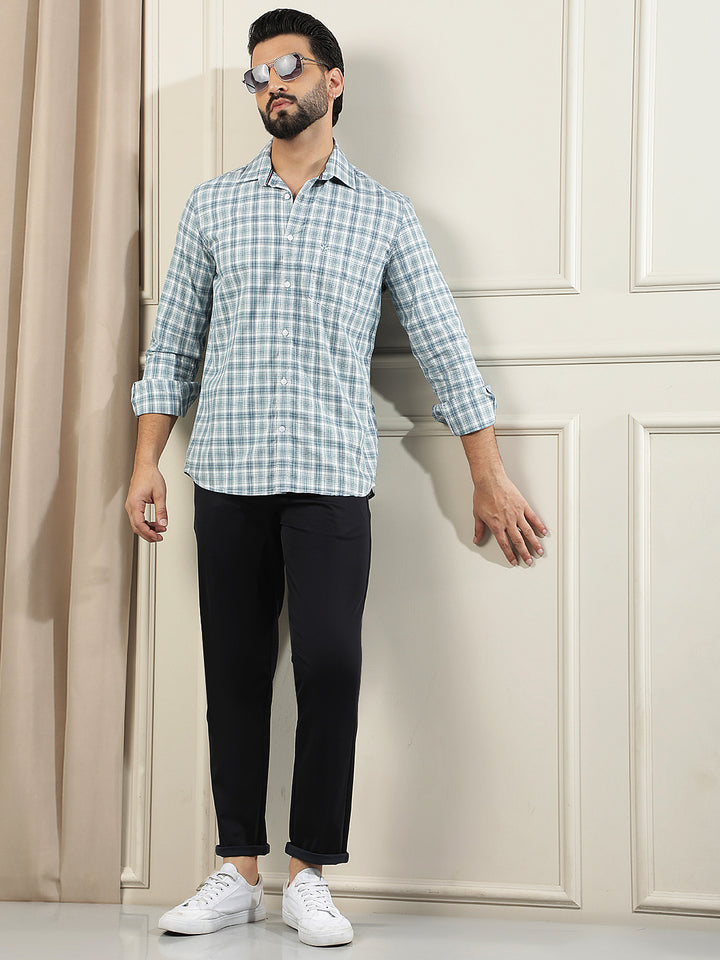 Green Checked 100% Cotton Shirt