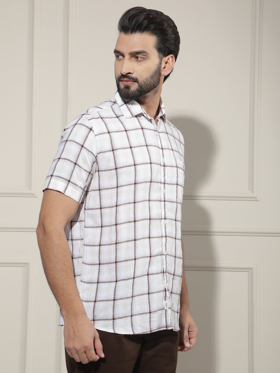 Purple Checked Linen Shirt
