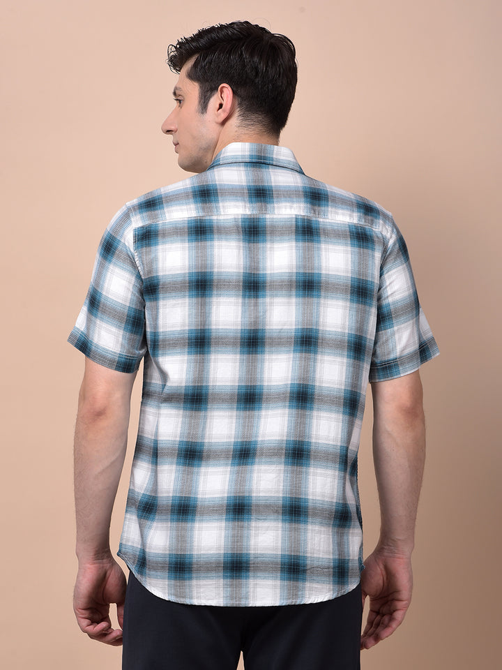 Blue Checked 100% Cotton Shirt