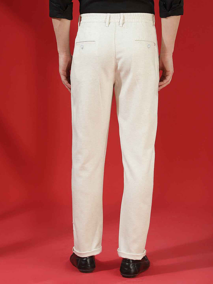 Off White Linen Comfort Trousers