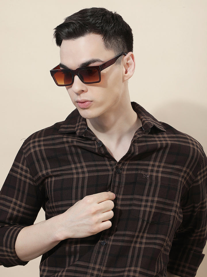 Essential Warm Brown Checked Shirt