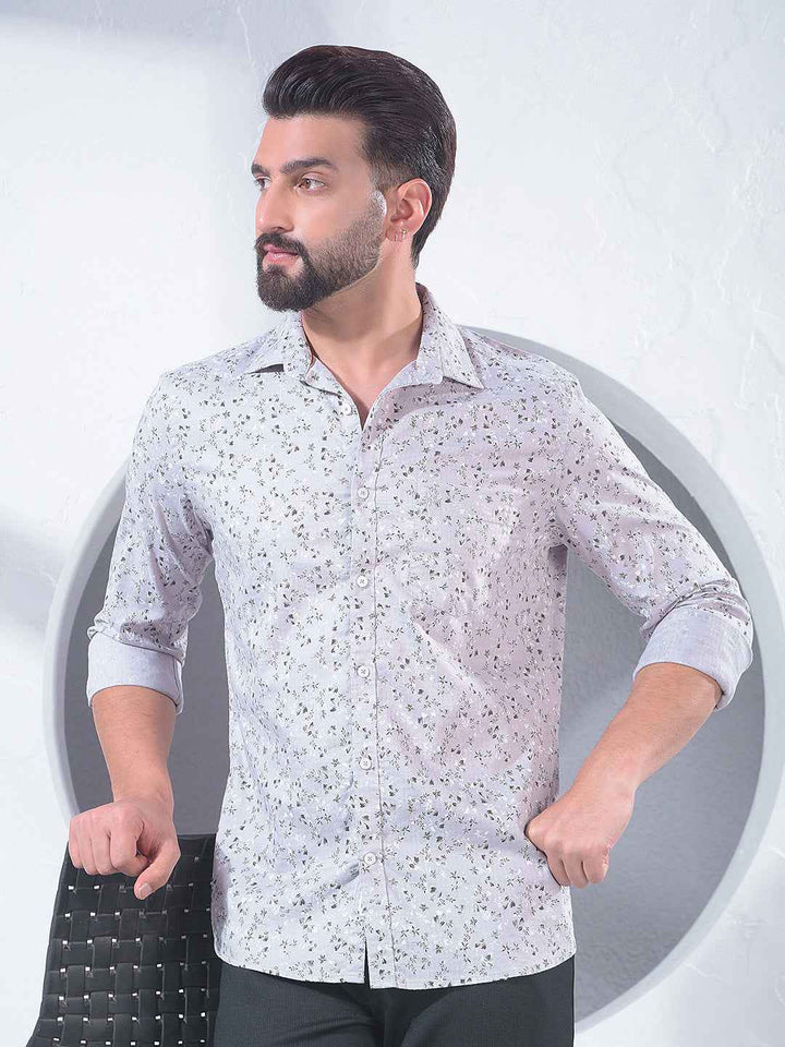 Grey Floral Print Shirt