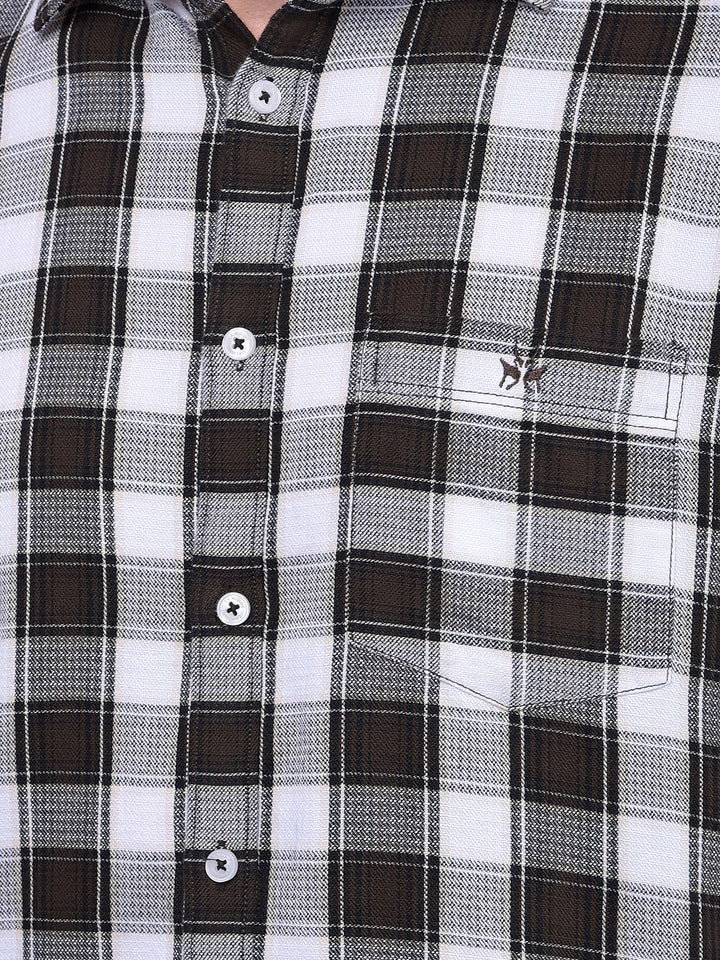 Brown Checked 100% Cotton Shirt