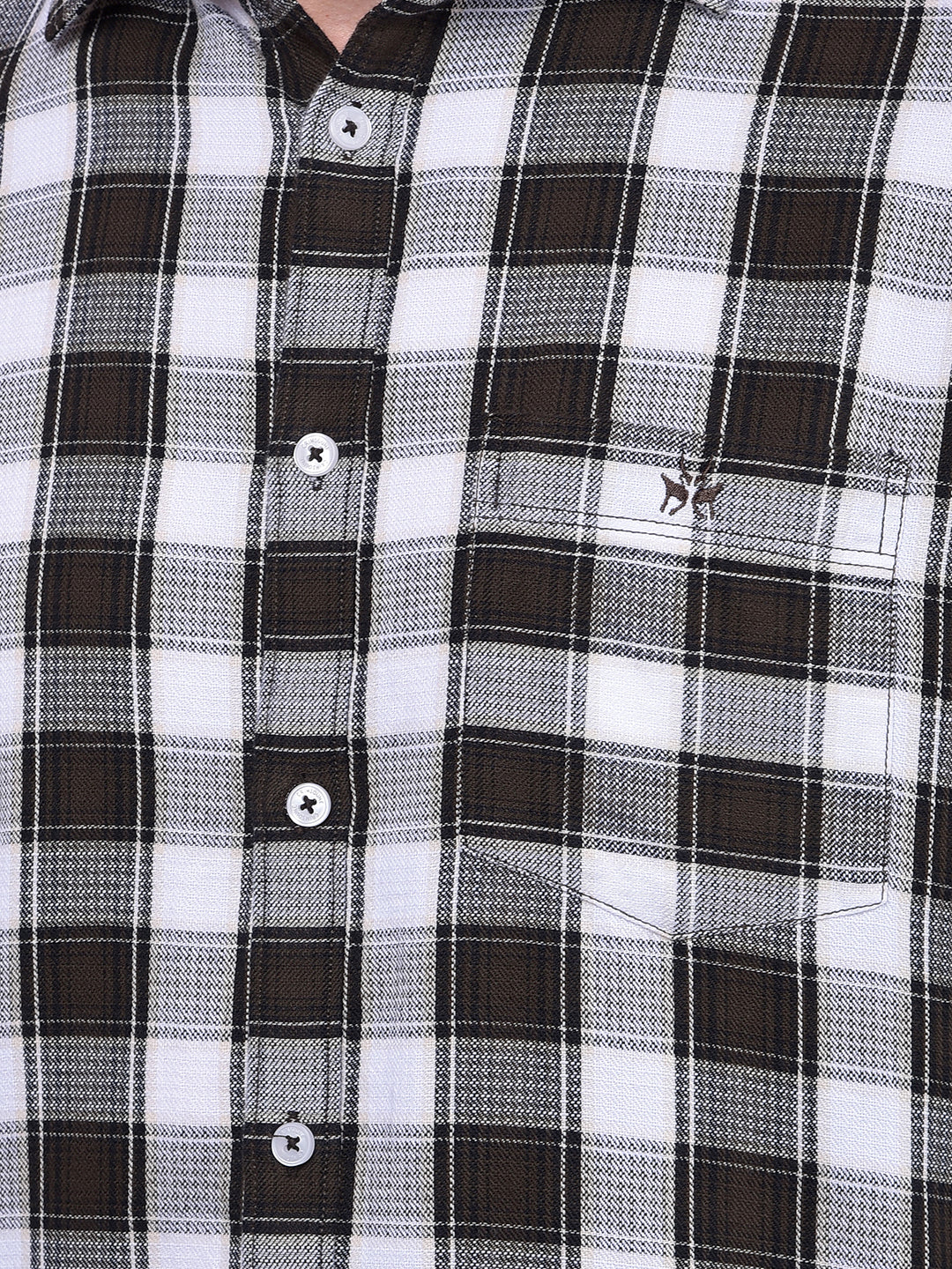 Brown Checked 100% Cotton Shirt