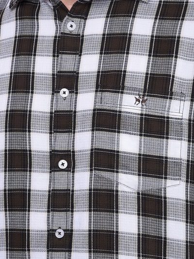 Brown Checked 100% Cotton Shirt