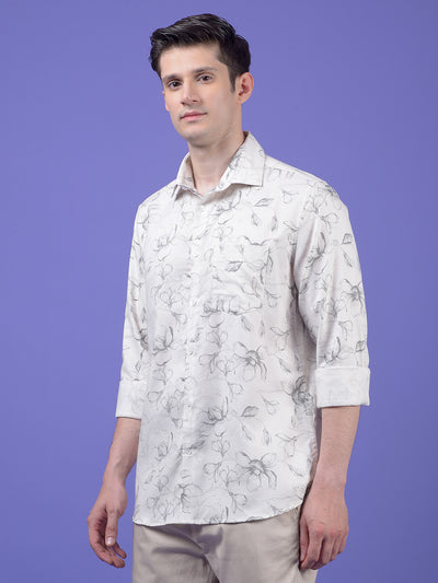 White Floral Print Shirt