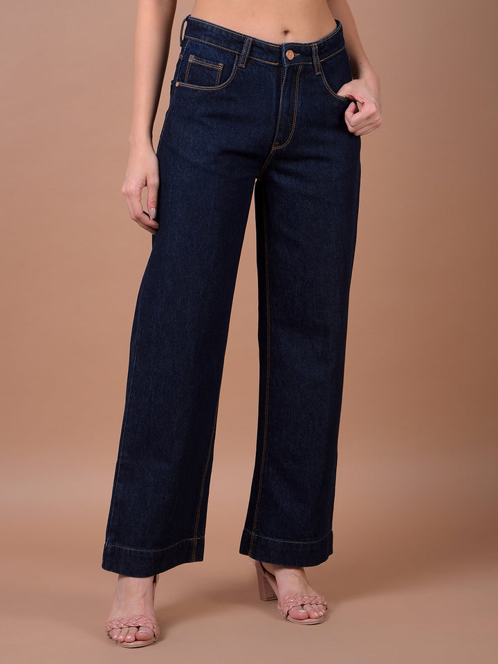 Blue Wide Leg 100% Cotton Jeans