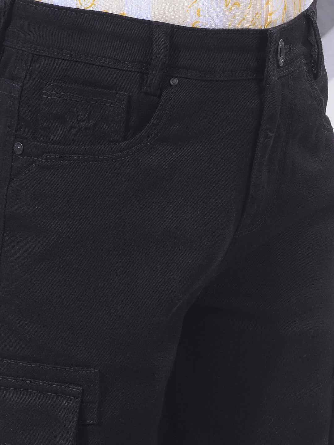 Jet Black Utility Cargo Jeans