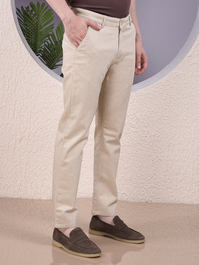 Beige Printed Trousers