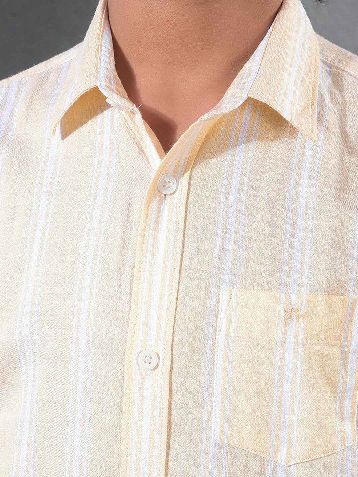 Yellow Vertical Stripes 100% Cotton Shirt