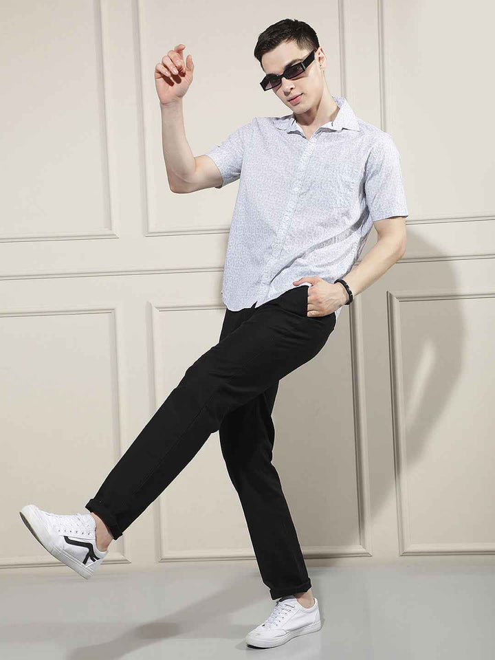 Light Grey Abstract Printed Shirt