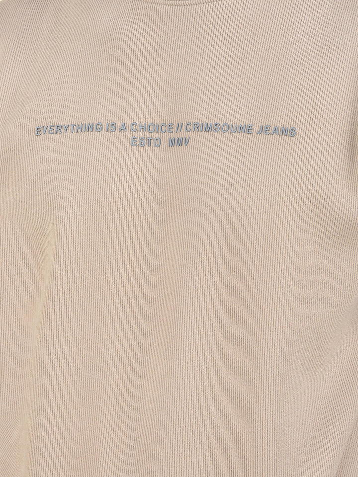 Beige Typographic Print Sweatshirt