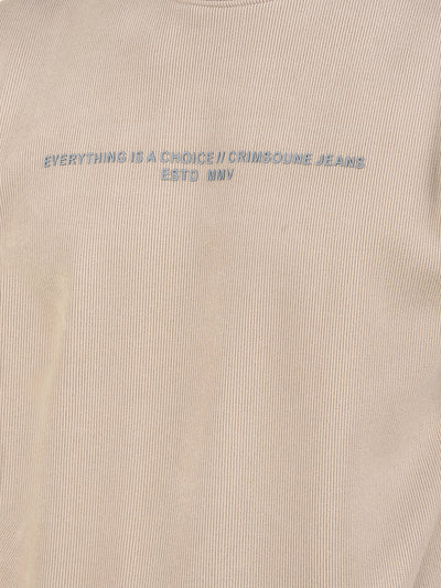 Beige Typographic Print Sweatshirt