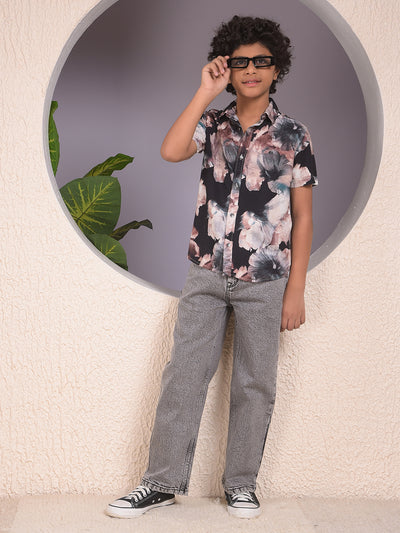 Brown Floral Print Shirt