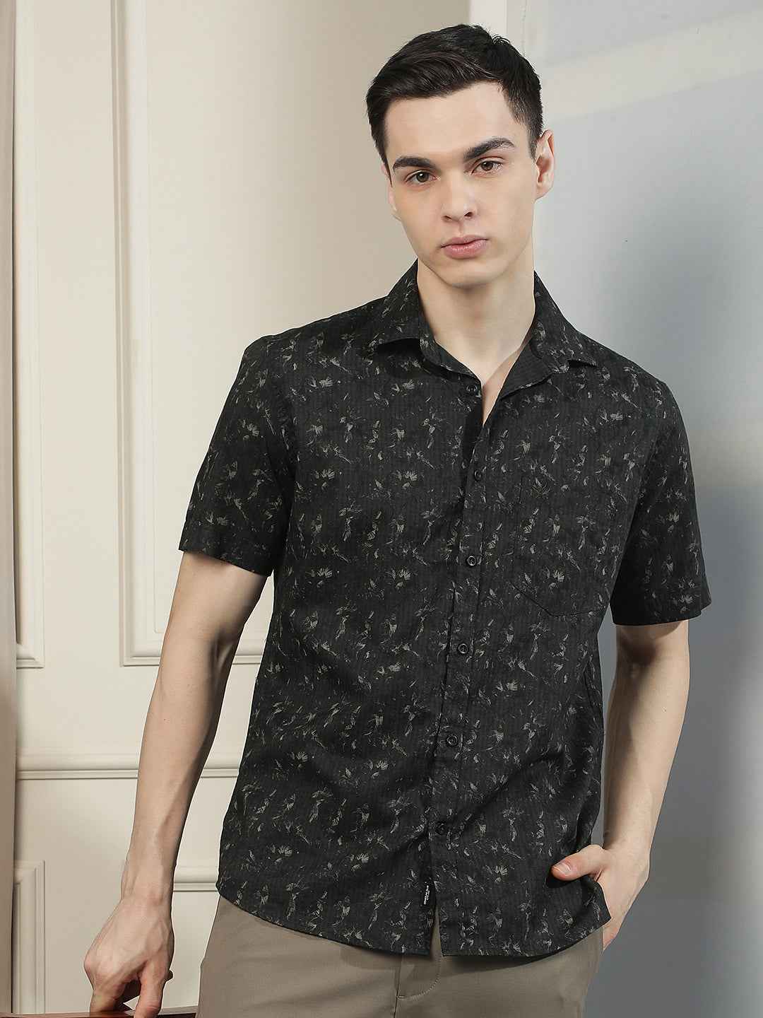Green Printed Casual Shirt