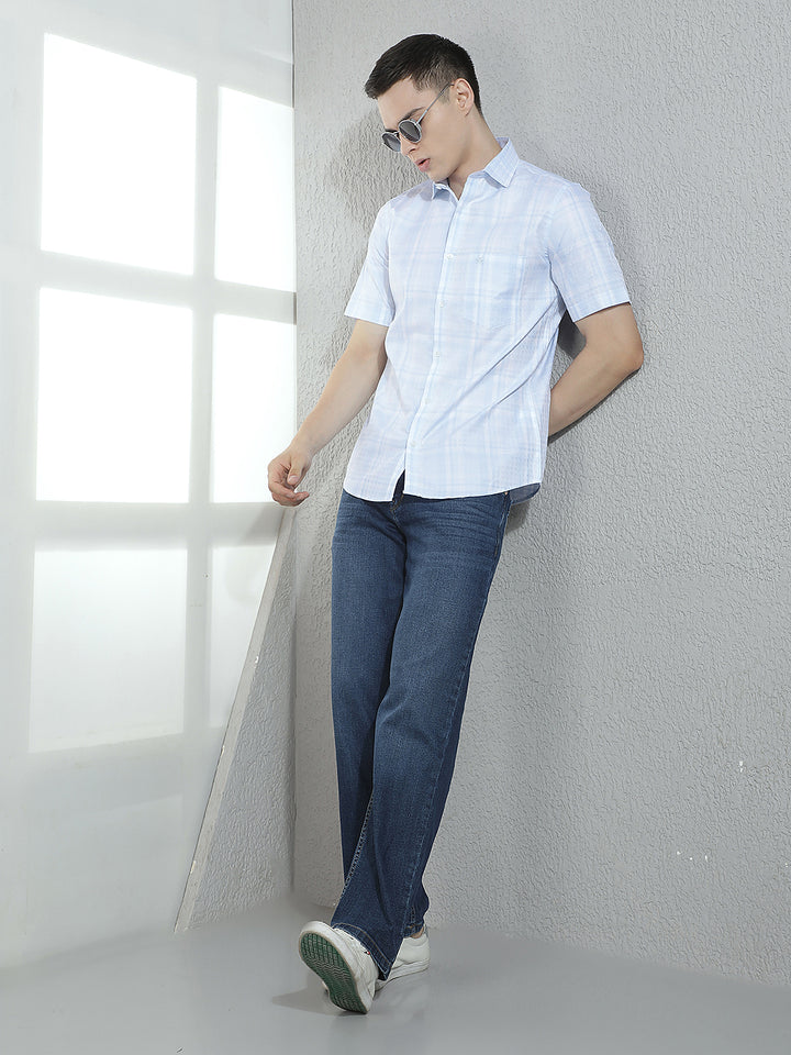 Blue Graphic Print 100% Cotton Shirt
