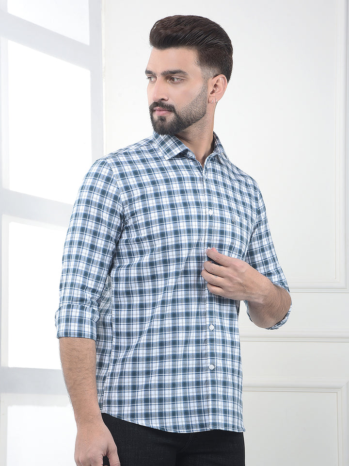 Blue Checked 100% Cotton Shirt